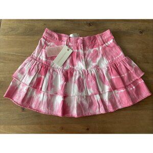 Love Shack Fancy Mini Skirt Women Size 4 Hibiscus Hand Dye Cottage Core Coquette